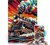 teenagers Puzzles 1000 Piece Jigsaws steam train sunset wpap Schwierig Schwer Tolles Geschenk für Spiele75x50cm