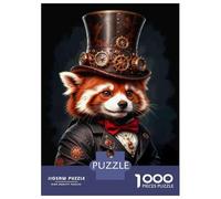 Teenagers Puzzles 1000 Piece Jigsaws Steampunk Red Panda Art Print Puzzles for Adults Brain Teaser Game Wall Decoration Stress Reduction Gifts 52x38cm/1000pcs