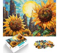 teenagers Puzzles 1000 Piece Jigsaws Sunflowers in front of the city Familienspaß Wunschliste mit dem Weihnachtsmann75x50cm