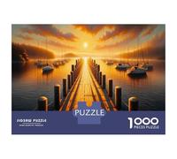 Teenagers Puzzles 1000 Piece Jigsaws Sunset Dock Scene Jigsaw Puzzle Fun Games Birthday Present Deal As Gifts for The Whole Family 38x26cm/1000pcs