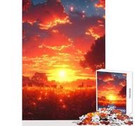 Teenagers Puzzles 1000 Piece Jigsaws Sunset Meadow with Fireflies Toy Wall Decor Art Work Gift Educational Games Help The Brain Exercise size 50x75cm