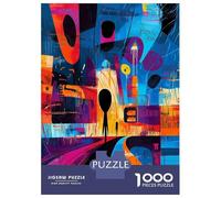 Teenagers Puzzles 1000 Piece Jigsaws The Scream Reimagined - Geometric Abstract Expressionism Jigsaw Puzzle Fun Games Birthday Present Deal As Gifts for The Whole Family 52x38cm/1000pcs