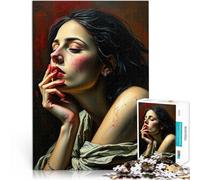teenagers Puzzles 1000 Piece Jigsaws Thinking Woman Oil Painting Lernspielzeug einzigartiges Herausforderungsspiel52x38cm