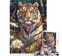 Teenagers Puzzles 1000 Piece Jigsaws Tiger Flowers Educational Games Learning Educational Educational Toy Deal As Gifts for The Whole Family (38X52CM)