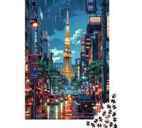 Teenagers Puzzles 1000 Piece Jigsaws Tokyo Tower Neon Night Puzzles for Adults Brain Teaser Game Wall Decoration Stress Reduction Gifts 70x50cm/1000pcs