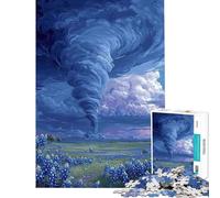Teenagers Puzzles 1000 Piece Jigsaws Tornado over Bluebonnet Field Puzzle for Adults Hands-on Game Difficult Challenge Deal As Gifts for The Whole Family (Size 38x52cm)