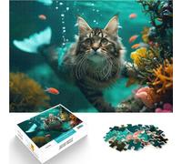 teenagers Puzzles 1000 Piece Jigsaws Tropical Mermaid Cat Herausforderndes Spiel Heimdekoration Spielzeug75x50cm