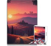 Teenagers Puzzles 1000 Piece Jigsaws Tuscany Sunset Educational Family Game Difficult Hard Birthday Gift Size 38x26cm