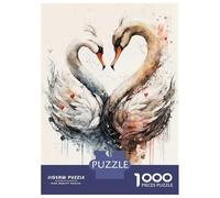 Teenagers Puzzles 1000 Piece Jigsaws Two Swans in Love Jigsaws for Adults Fun Games Presents for Women Deal As Gifts for The Whole Family 38x26cm/1000pcs