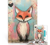 teenagers Puzzles 1000 Piece Jigsaws Valentine Fox with Heart Polka Dots Lustige Spiele Geburtstagsgeschenk75x50cm