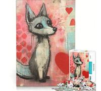 Teenagers Puzzles 1000 Piece Jigsaws Valentine Grey Fox in Love Practical Game Difficult And Challenge Challenging Game Gifts 38x26cm