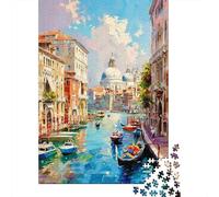 Teenagers Puzzles 1000 Piece Jigsaws Venice Canal Gondola Ride-3 Puzzles for Adults Brain Teaser Game Wall Decoration Stress Reduction Gifts 52x38cm/1000pcs