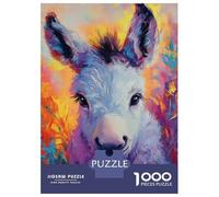 Teenagers Puzzles 1000 Piece Jigsaws Vibrant Donkey Portrait Jigsaw Puzzle Fun Games Birthday Present Deal As Gifts for The Whole Family 38x26cm/1000pcs