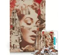 Teenagers Puzzles 1000 Piece Jigsaws Vintage Collage with A Woman Practical Game Difficult And Challenge Challenging Game Gifts 38x52cm