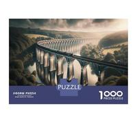 Teenagers Puzzles 1000 Piece Jigsaws Vintage Train Crossing Viaduct Jigsaws for Adults Fun Games Presents for Women Deal As Gifts for The Whole Family 38x26cm/1000pcs