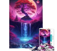 Teenagers Puzzles 1000 Piece Jigsaws Waterfall Tree Bonsai Neon Help The Brain Exercise Pattern Assembly Relax Games Suitable for Ages 14 And Up (38x26cm)