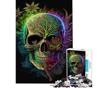 Teenagers Puzzles 1000 Piece Jigsaws Weed Skull for Birthday, Chrismas Wall Decoration Educational Game for And 14 Years And over (38x26cm)