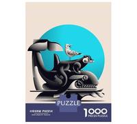 Teenagers Puzzles 1000 Piece Jigsaws Whale, Otter, And Seagull Illustration Jigsaw Puzzle Fun Games Birthday Present Deal As Gifts for The Whole Family 38x26cm/1000pcs