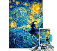 Teenagers Puzzles 1000 Piece Jigsaws Whimsical Witch Flight in Starry Night Jigsaw for Adults Family Games Pattern Assembly Deal As Gifts for The Whole Family (size 50x75cm)