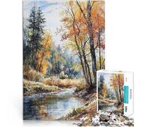 teenagers Puzzles 1000 Piece Jigsaws Whispering Autumn Stream Schwierig Schwer mit passendem Poster und Quizblatt75x50cm