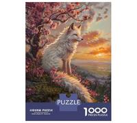 Teenagers Puzzles 1000 Piece Jigsaws White Fox Blossom Tree Art Jigsaw for Adults Anti-Stress Toys Birthday Present Help The Brain Exercise 38x26cm/1000pcs