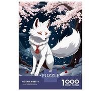 Teenagers Puzzles 1000 Piece Jigsaws White Fox Kitsune Jigsaw Puzzle Fun Games Birthday Present Deal As Gifts for The Whole Family 52x38cm/1000pcs