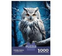 Teenagers Puzzles 1000 Piece Jigsaws White Owl And Snow Puzzles for Adults Brain Teaser Game Wall Decoration Stress Reduction Gifts 52x38cm/1000pcs