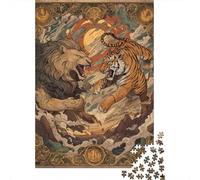 Teenagers Puzzles 1000 Piece Jigsaws Wild Cats Battle Art Print Puzzles for Adults Brain Teaser Game Wall Decoration Stress Reduction Gifts 70x50cm/1000pcs