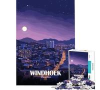 Teenagers Puzzles 1000 Piece Jigsaws Windhoek Namibia Cityscape at Night for Educational Game Toys Educational Games Gifts Birthday Family Activities (Size 38x26cm)