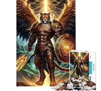 Teenagers Puzzles 1000 Piece Jigsaws Winged Tiger Warrior Golden Armor Jigsaw Hands-on Game Birthday Present Deal As Gifts for The Whole Family (Size 38x26cm)