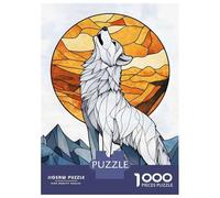 Teenagers Puzzles 1000 Piece Jigsaws Wolf Howling at The Moon Puzzles for Adults Brain Teaser Game Wall Decoration Stress Reduction Gifts 52x38cm/1000pcs