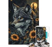 Teenagers Puzzles 1000 Piece Jigsaws Wolf in Sunflower Field Puzzle for Adults Hands-on Game Difficult Challenge Deal As Gifts for The Whole Family (Size 50x75cm)