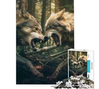Teenagers Puzzles 1000 Piece Jigsaws Wolfs Fighting Learning Educational Toys Relaxing Games Tough Challenge Birthday Gifts (Size 50x75cm)