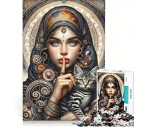 Teenagers Puzzles 1000 Piece Jigsaws Young Woman with A Cat Practical Game Difficult And Challenge Challenging Game Gifts 50x75cm