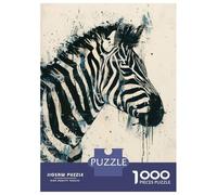 Teenagers Puzzles 1000 Piece Jigsaws Zebra Watercolor Painting Puzzles for Adults Brain Teaser Game Wall Decoration Stress Reduction Gifts 70x50cm/1000pcs