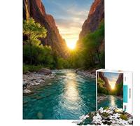 Teenagers Puzzles 1000 Piece Jigsaws Zion National Park River at Sunset Jigsaw Hands-on Game Birthday Present Deal As Gifts for The Whole Family (Size 50x75cm)