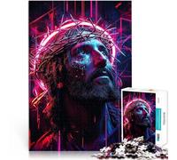teenagers Puzzles 2000 Piece Jigsaws Jesus in Neon Lights Handgeschwindigkeitswettbewerb Wohnkunstdekor70x100cm