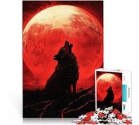 teenagers Puzzles 2000 Piece Jigsaws Wolf Howling at Blood Moon Hands-on-Spiel Geschenke für Freunde und Familie70x100cm
