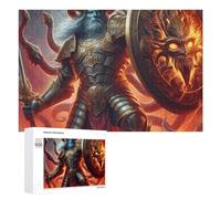 Teenagerss 1000 PCS Jigsaw Puzzle Dark Warrior with Horns And Flames Jigsaws for Adults Relaxing Games Improve Memory Fun Activities at Home 1000 PCS