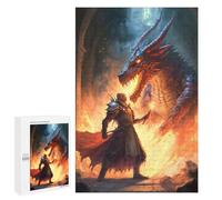 Teenagerss 1000 PCS Jigsaw Puzzle Dragon Confrontation A Hero's Stand Teenagers Puzzles Relaxing Games Enhance Memory Unique Birthday And Xmas Gifts 1000 PCS