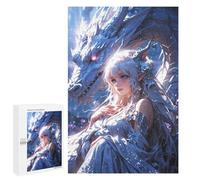 Teenagerss 1000 PCS Jigsaw Puzzle Enchanted Bond Elven Maiden And Mystic Dragon Puzzle for Adults Family Games Staycation Kill Time Unique Birthday And Xmas Gifts 1000 PCS