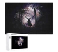 Teenagerss 1000 PCS Jigsaw Puzzle Enchanted Forest with Stag Silhouette Jigsaws for Adults Relaxing Games Improve Memory Fun Activities at Home 1000 PCS