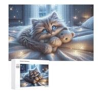 Teenagerss 1000 PCS Jigsaw Puzzle Fluffy Kitten Hug Jigsaws for Adults Relaxing Games Improve Memory Fun Activities at Home 1000 PCS