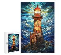 Teenagerss 1000 PCS Jigsaw Puzzle Lighthouse Stained Glass Teenagers Puzzles Relaxing Games Enhance Memory Unique Birthday And Xmas Gifts 1000 PCS