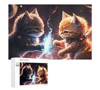 Teenagerss 1000 PCS Jigsaw Puzzle Magical Duel Cat Vs. Kitten Jigsaws for Adults Relaxing Games Improve Memory Fun Activities at Home 1000 PCS