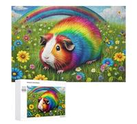 Teenagerss 1000 PCS Jigsaw Puzzle Rainbow Guinea Pig Garden Jigsaws for Adults Relaxing Games Improve Memory Fun Activities at Home 1000 PCS