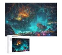 Teenagerss 1000 PCS Jigsaw Puzzle Underwater Fantasy Cave with Ship Jigsaws for Adults Family Games Birthday Present Fun at Home Activities, 1000 PCS