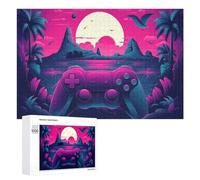 Teenagerss 1000 PCS Jigsaw Puzzle Vibrant Tropical Sunset with Game Controller Jigsaws for Adults Relaxing Games Improve Memory Fun Activities at Home 1000 PCS