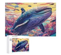 Teenagerss 1000 PCS Jigsaw Puzzle Whale in A Colorful Ocean Jigsaws for Adults Relaxing Games Improve Memory Fun Activities at Home 1000 PCS
