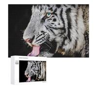Teenagerss 1000 PCS Jigsaw Puzzle White Tiger's Majestic Gaze Jigsaws for Adults Relaxing Games Improve Memory Fun Activities at Home 1000 PCS